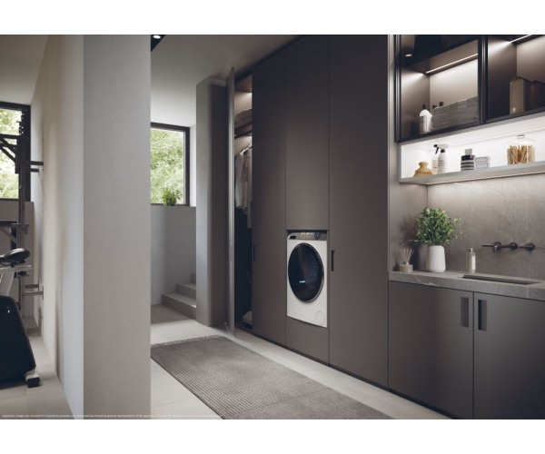 Haier Пральна машина фронтальна 9кг 1400 A 52см дисплей пара інвертор люк чорний білий, фото №10