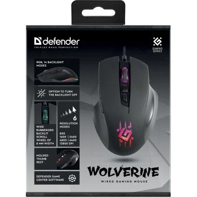Мышка Defender Wolverine GM-700L RGB USB Black (52700), фото №7 Мышка Defender Wolverine GM-700L RGB USB Black (52700), фото №7