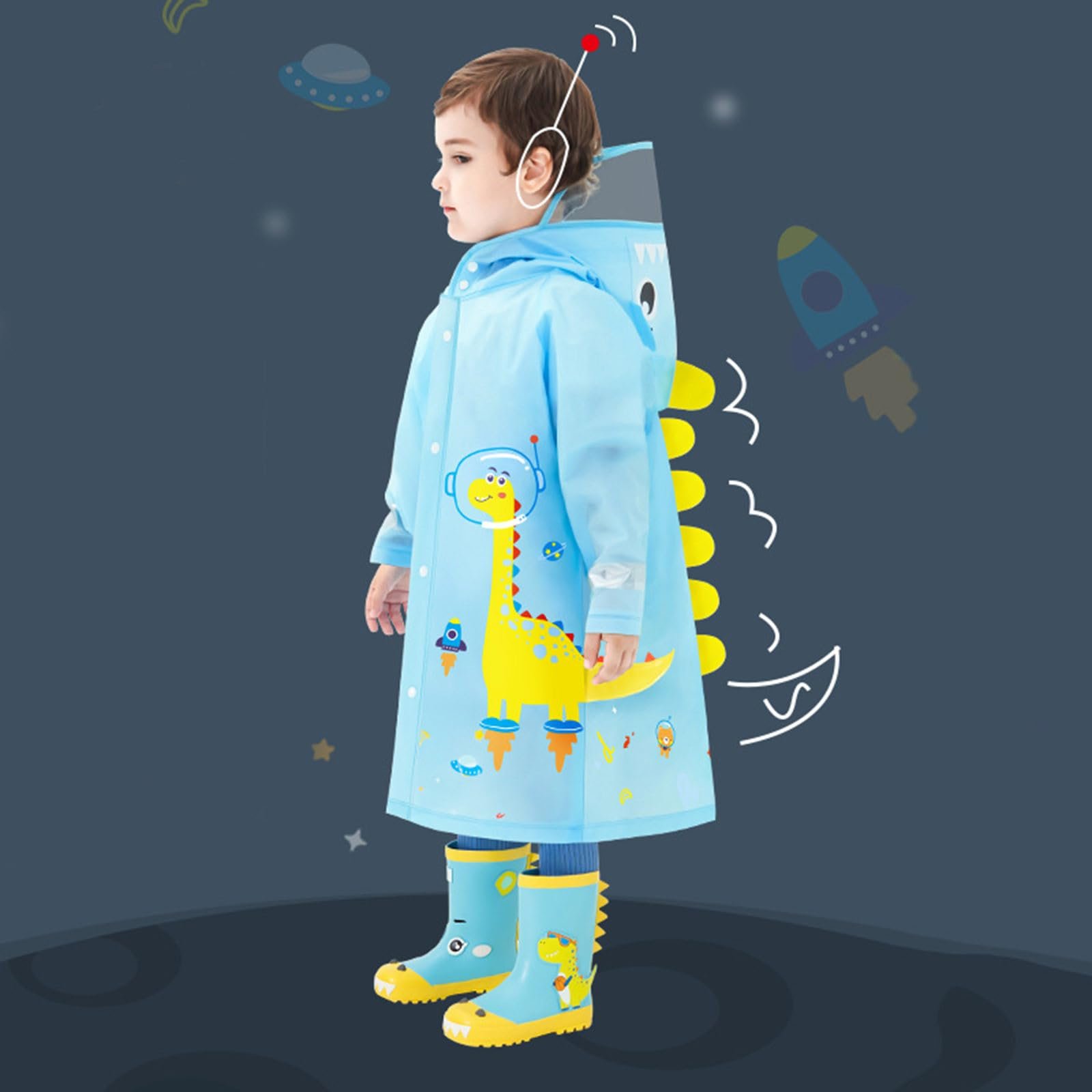 Дитячий дощовик для дівчаток та хлопчиків M, однотонний, водонепроникний, вітронепродувний, фото №3