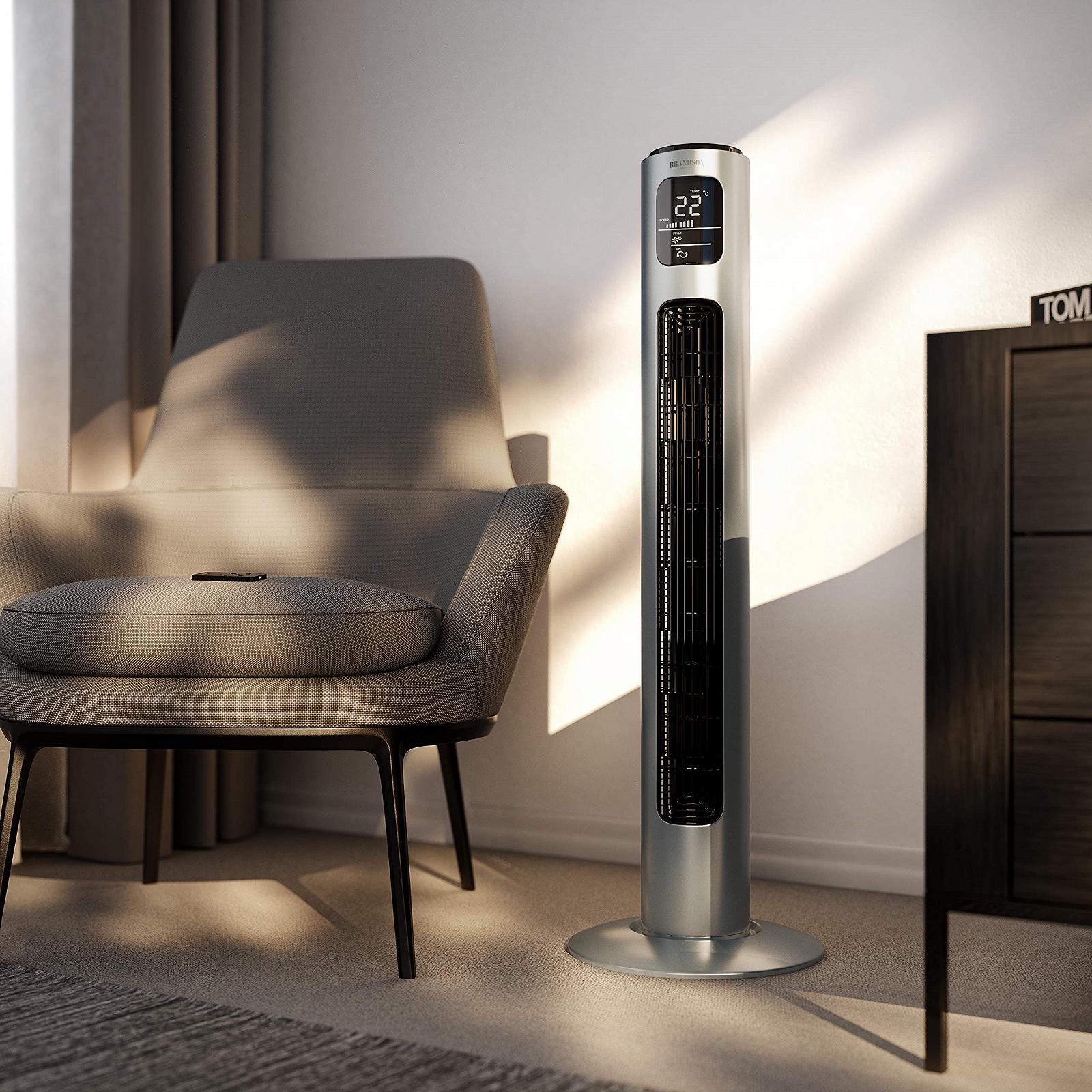 Вентилятор Башенный Brandson с пультом ДУ, 96 см, 3 уровня скорости, oscillation 60°, Ледяной Серый, фото №5