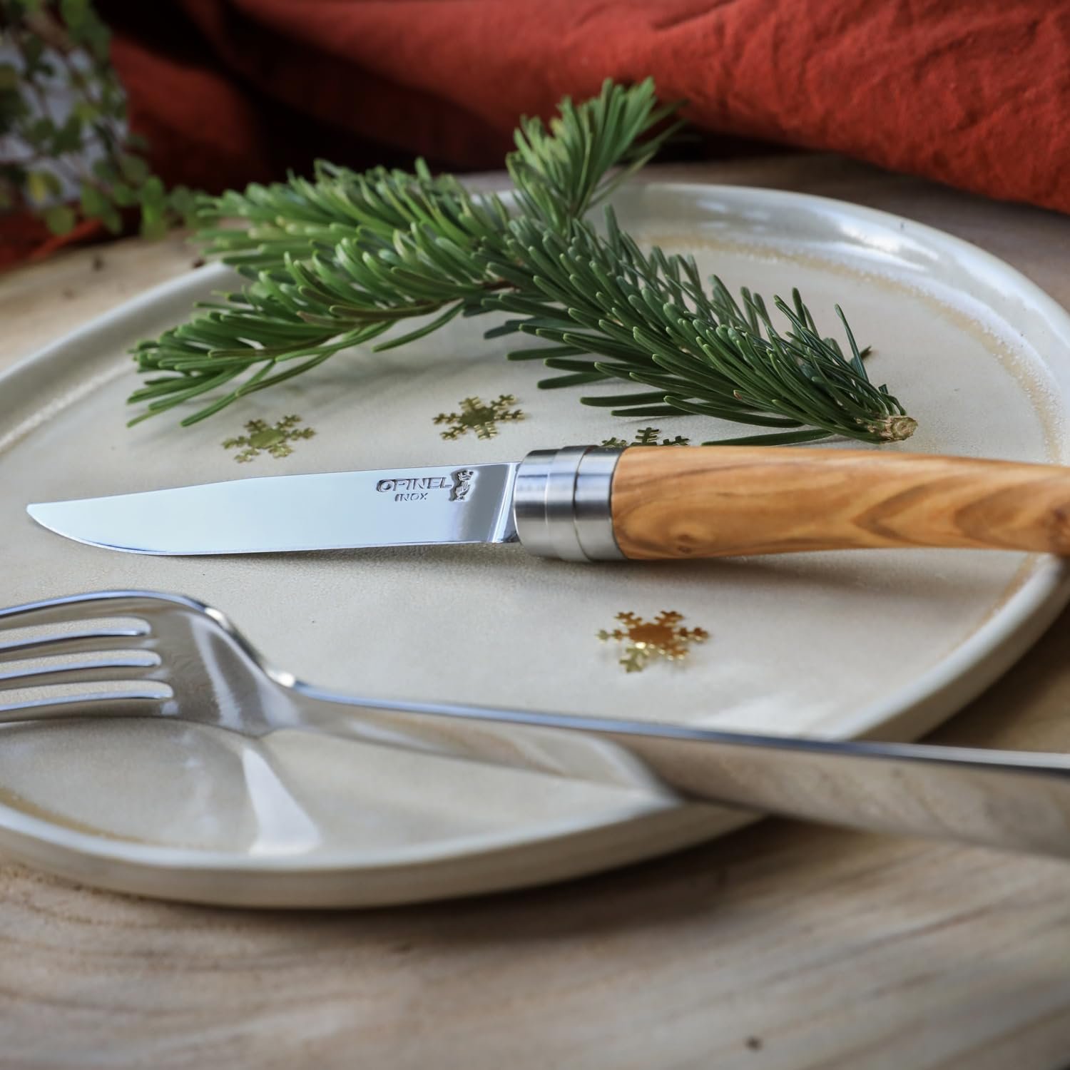 Набор ножей Table Chic Opinel, 4 ножа, лезвие 10 см, коричневый (оливковое дерево), фото №7