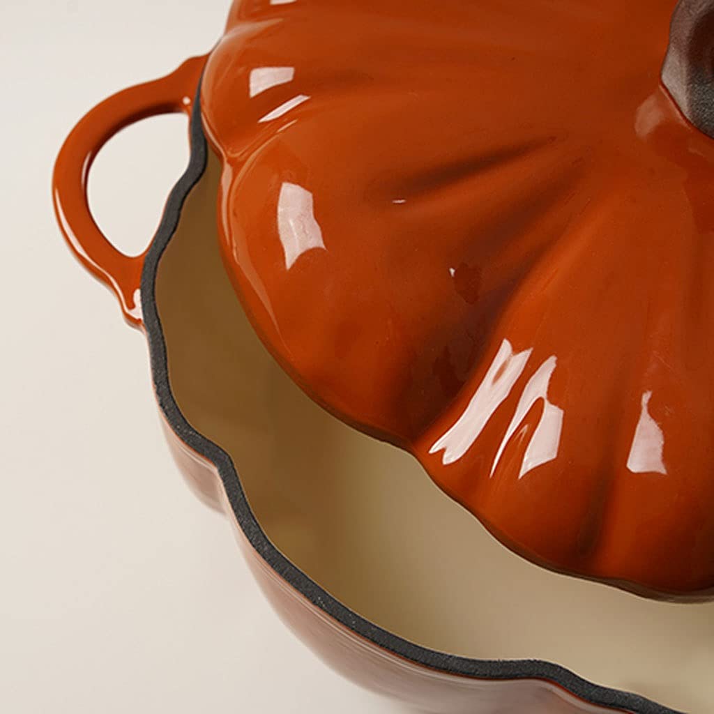 Каструля Wantanshopping Dutch Oven Pot Pumpkin Емалевий Чавунний Горщик Каструля (Оранжева), фото №4