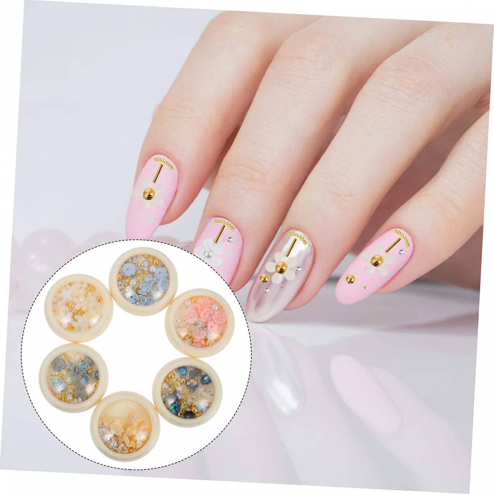 Украшения для ногтей Beavorty 6 коробок, наклейки, искусственные жемчужины, 3D стразы, смоляные драгоценности, фото №2