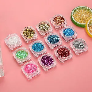 Блестки для ногтей Золотые хлопья для ногтей Геометрические наклейки для украшения ногтей Блестки для лака для ногтей Советы для маникюра для макияжа synthetic.ua - Фото 1