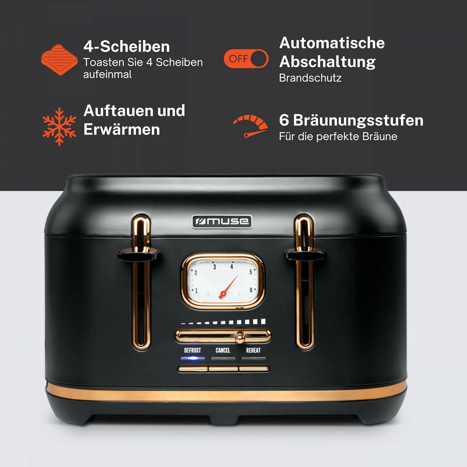 Тостер Muse MS-131 BC, чорний, фото №3 Тостер Muse MS-131 BC, чорний, фото №3