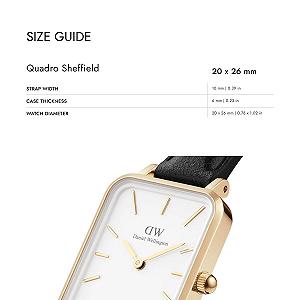 Часы Квадро Daniel Wellington Sheffield Ремешок из итальянской черной кожи, 20 x 26 мм, Розовое золото, DW00100435-AMZUK synthetic.ua - Фото 1
