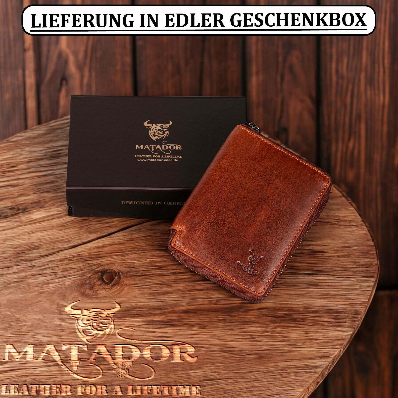 Кошелек MATADOR Granada из натуральной кожи с круговой молнией YKK, Винтажный Коричневый, Винтаж, фото №5