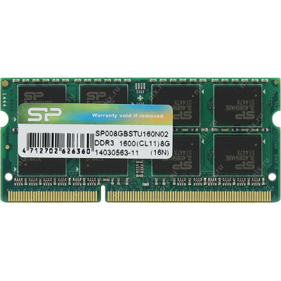 Модуль памяти для ноутбука SoDIMM DDR3 8GB 1600 MHz Silicon Power SP008GBSTU160N02, фото №1 Модуль памяти для ноутбука SoDIMM DDR3 8GB 1600 MHz Silicon Power SP008GBSTU160N02, фото №1