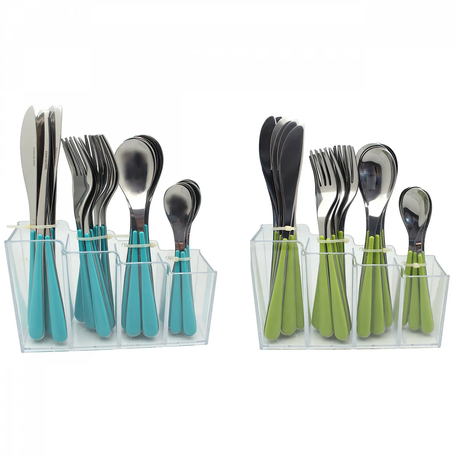 Набір столових приборів EXZACT 24 предмети, нержавіюча сталь, зелені ручки, фото №6