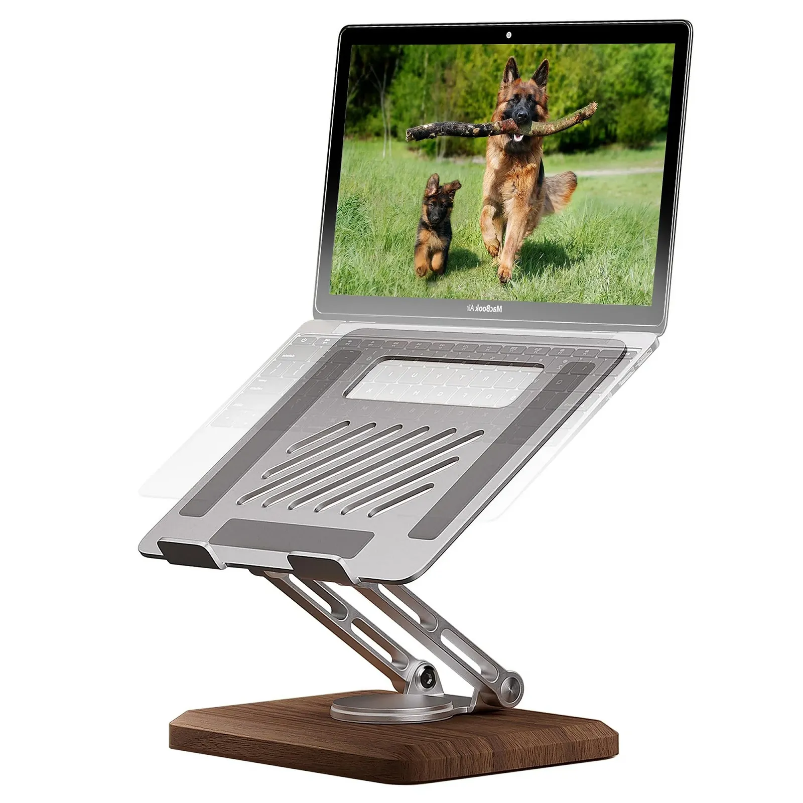 Підставка для ноутбука Muso Wood, регульована по висоті, з дерев'яною основою, що обертається на 360 градусів, підставка-підвищення для ноутбука для столу, підставка для ноутбука/ПК з MacBook Pro/Air, для ноутбуків до 17,3 дюймів, фото №1