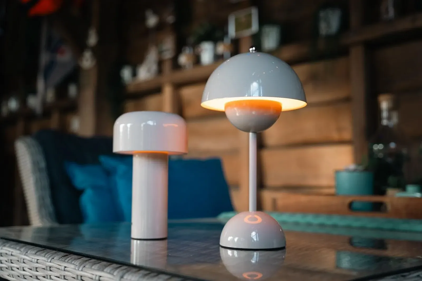 Настільна лампа Luxus Touch Deluxe Josephine синя, H34 x Ø9, LED, акумуляторна, бездротова, з регулюванням яскравості, для внутрішнього та зовнішнього використання, фото №6