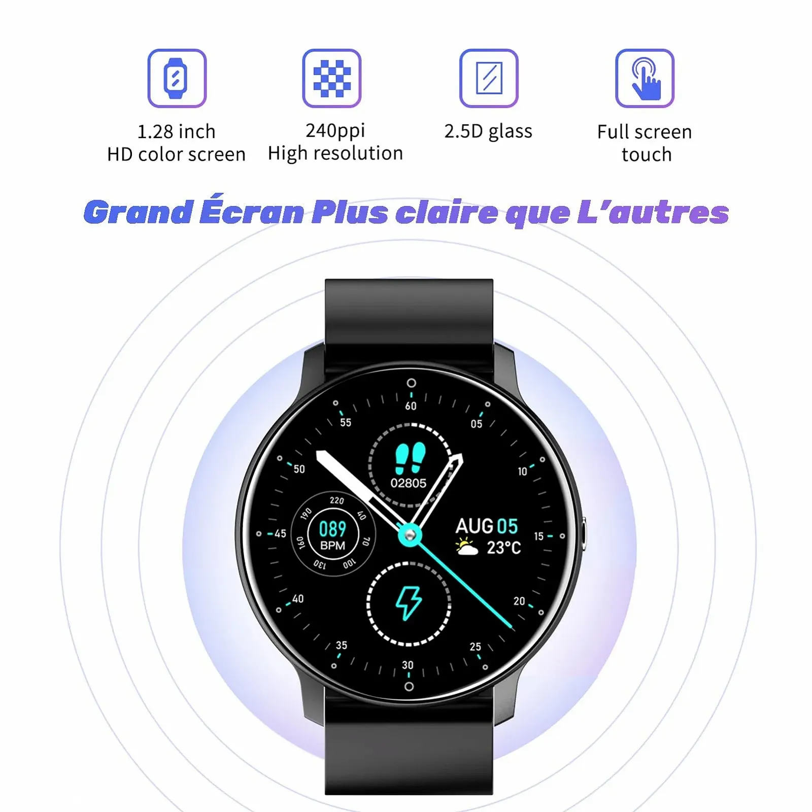 Смартгодинник findtime для жінок, 1.28 дюйма, Bluetooth 5.0, Рожевий, Ремінець, фото №2