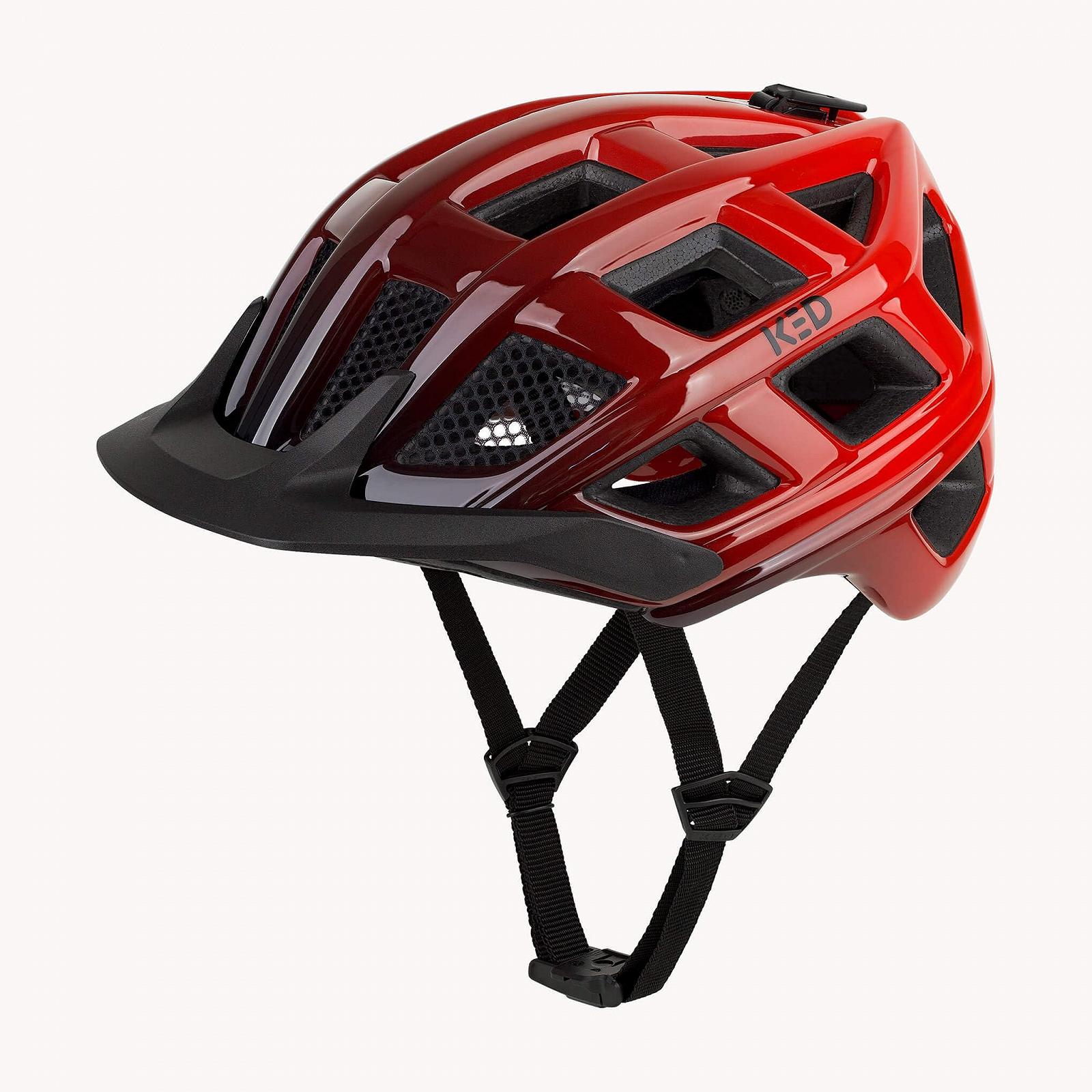 Велосипедный шлем KED Offroad Crom K-Fit, черный, прозрачный, с защитной сеткой от насекомых, регулировкой длины ремешка Quickstop, застежкой ремня FIDLOCK, встроенным светодиодным задним фонарем, технологией MaxShell, фото №1
