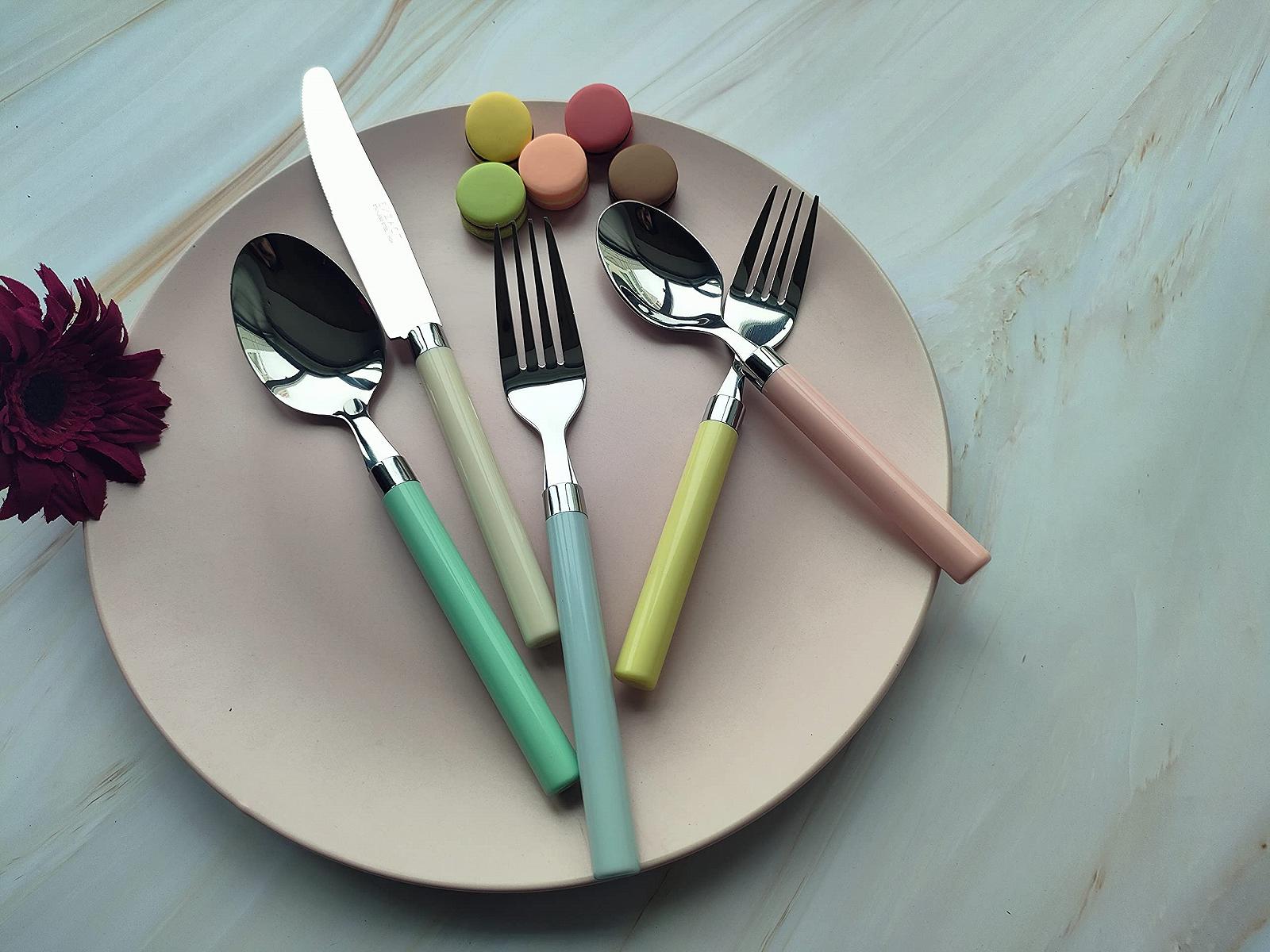 Набор столовых приборов Exzact 20 предметов из нержавеющей стали разных цветов, фото №8
