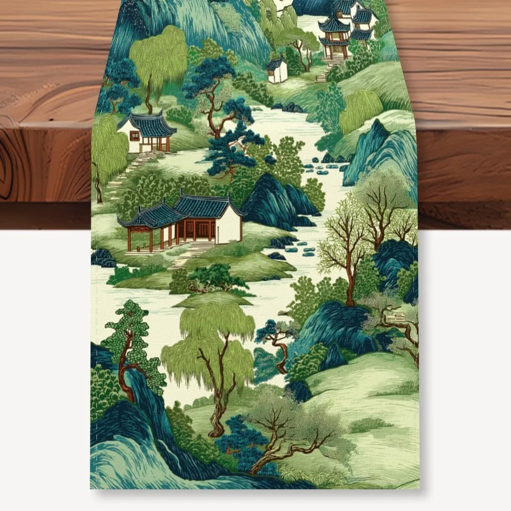 Ранер для столу WADORN Chinoiserie Vintage Mountain Autumn 33 x 183 см, фото №1 Ранер для столу WADORN Chinoiserie Vintage Mountain Autumn 33 x 183 см, фото №1