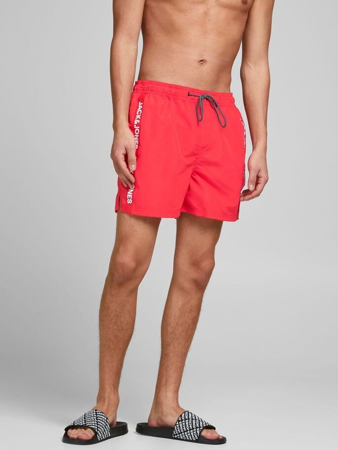 Шорти для плавання JJIBALI JJSWIMSHORTS AKM LOGO TAPE 12183810 Flame Scarlet Jack&Jones Червоний 2XL, фото №1