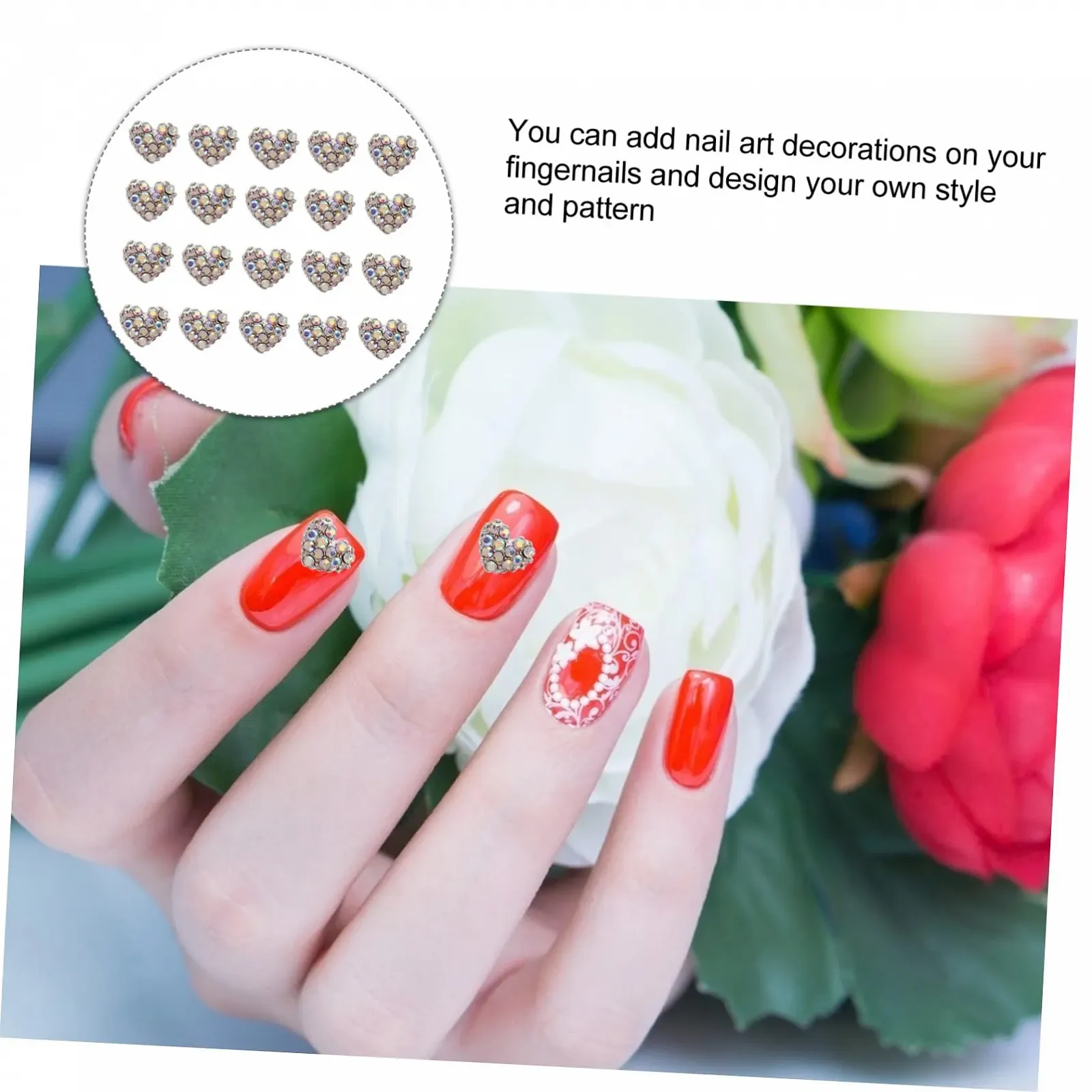 Наклейки для нігтів у вигляді серця (20 шт.), фото №4