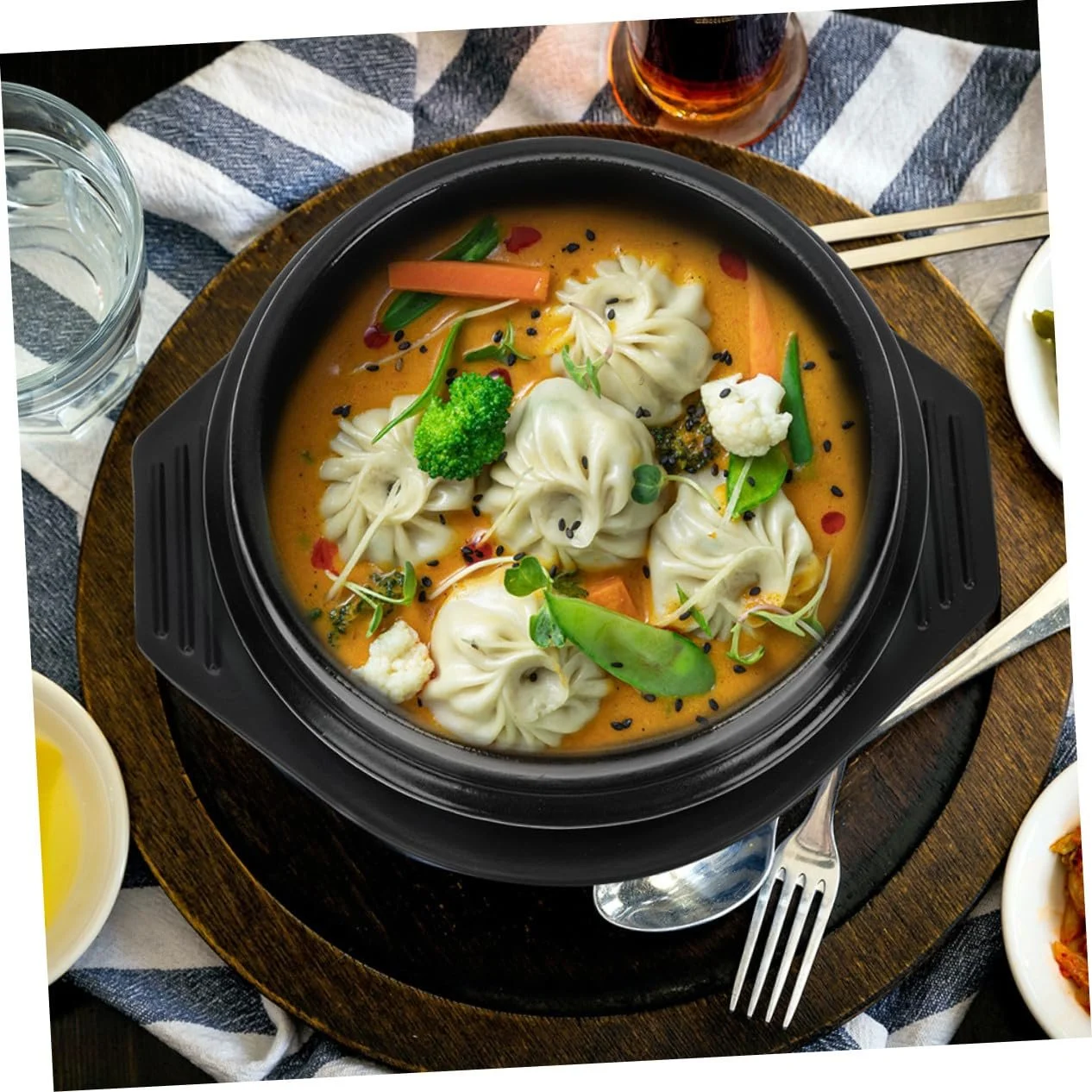 Кам'яний горщик BESPORTBLE Bibimbap із термостійкої кераміки з ручками та підставкою, фото №4