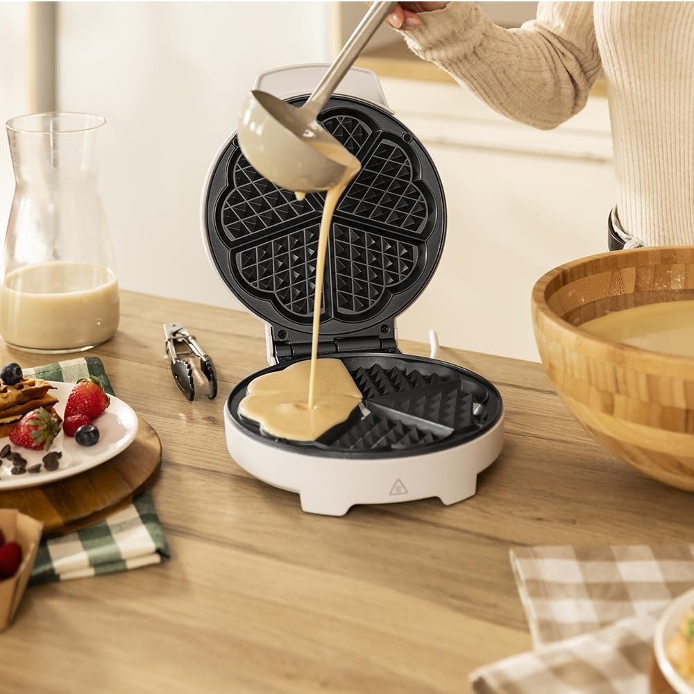 Вафельница Cecotec Fun Gofrestone Round Electric, 1000 Вт, поверхность из нержавеющей стали, 1-5 вафель, форма сердца или 1 большая вафля, антипригарное покрытие, равномерное приготовление, световой индикатор, фото №7