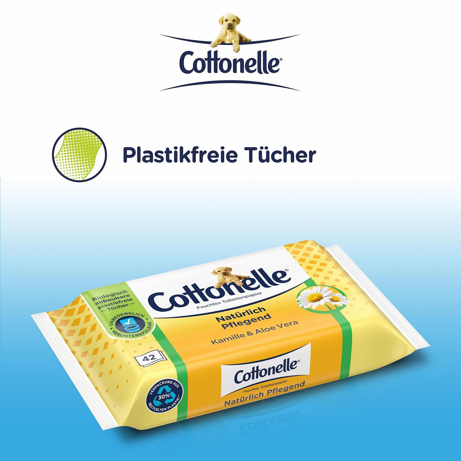 Серветки вологі Cottonelle Naturally Nourishing Ромашка та Алое Вера, 12 x 42 шт, фото №6
