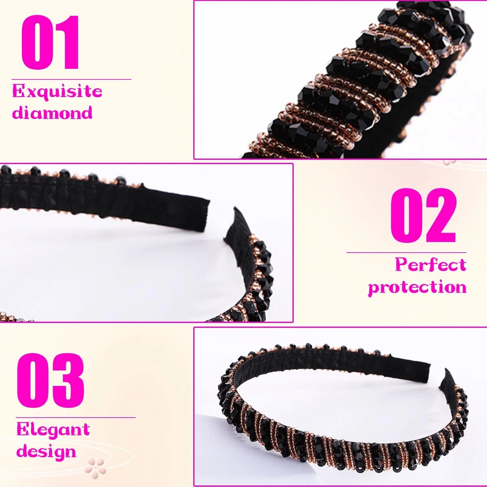 Набір з 3 жіночих блискучих обручів для волосся, фото №3