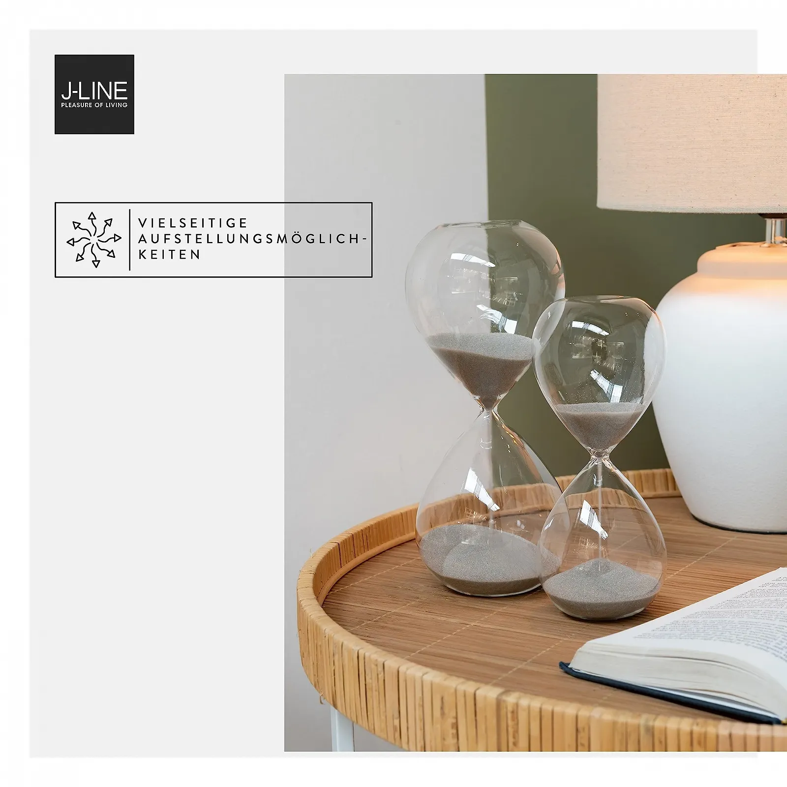 Пісочний годинник J-Line Decoration 10.5 x 10.5 x 23 см Скло Сірий пісок, фото №3