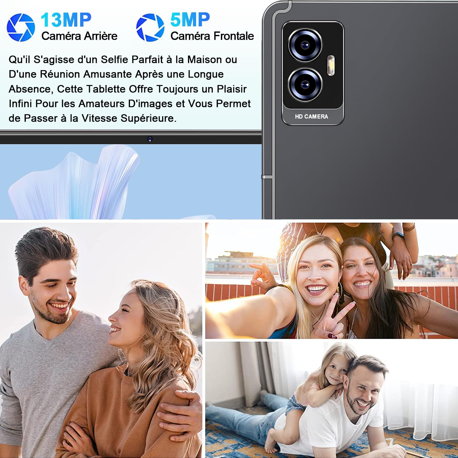 Планшет FACETEL 11-дюймовый Android 13 5G WiFi, GMS сертификация, Octa-Core RAM 16GB ROM 256GB TF 1TB | 8600mAh | 2000 x 1200 | 5MP + 13MP, с чехлом, Серый, фото №5