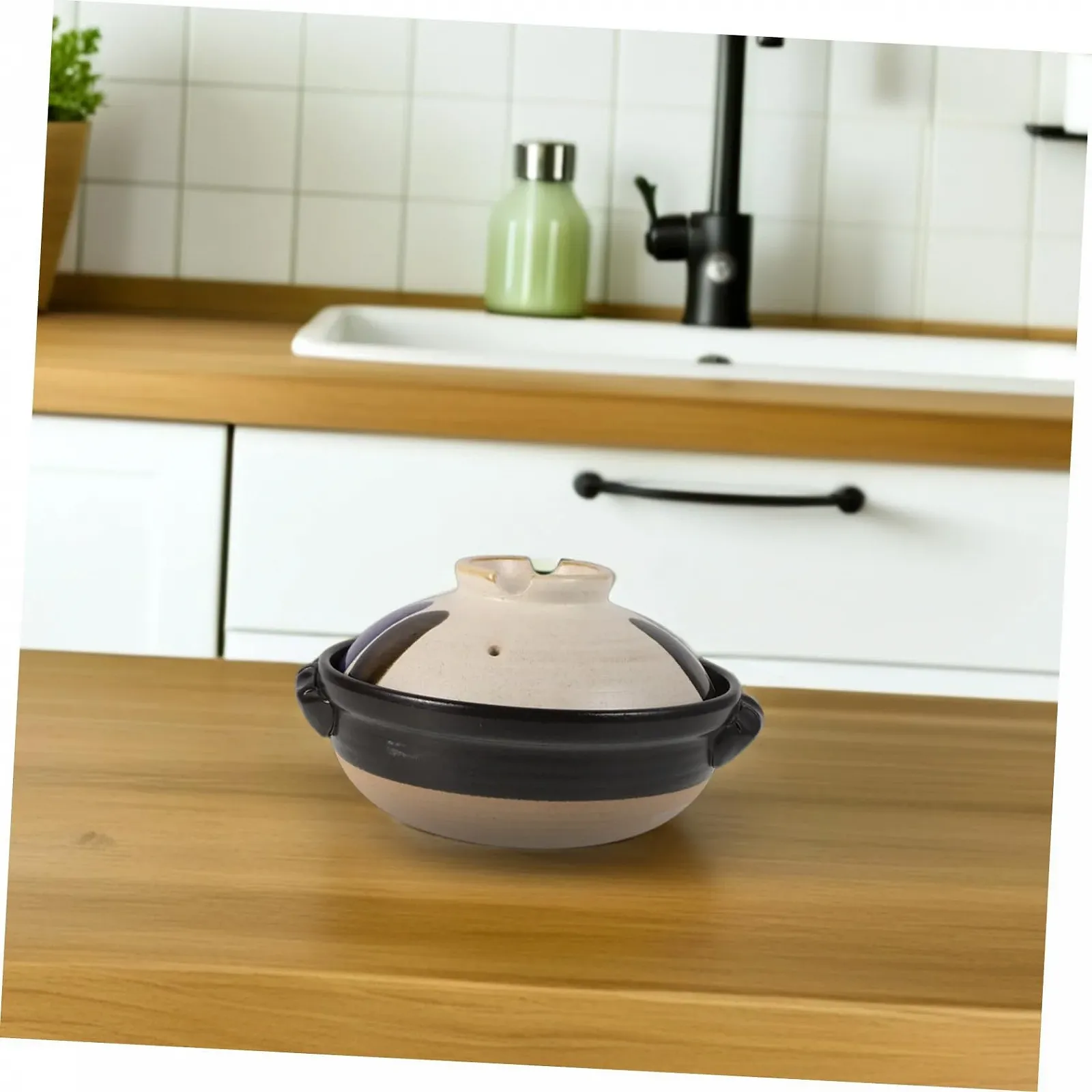 Горшок для запекания керамический японский с крышкой и двумя ручками термостойкий серый, фото №8