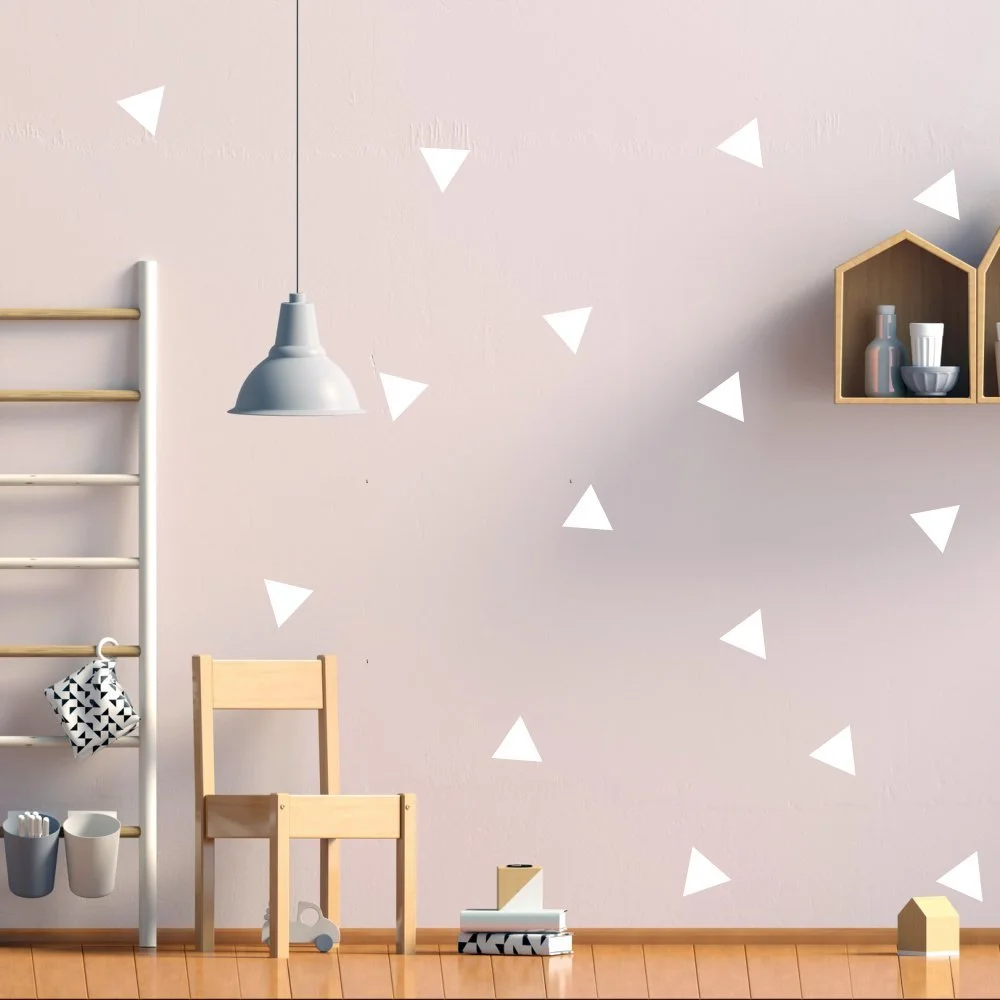 Наклейка на стіну timalo 73068 трикутники 54 шт. 4 x 3 см біла, фото №1