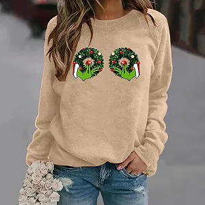 Рождественский джемпер BHXUTK Женский пуловер с длинными рукавами Рождественская женская толстовка Рождественская футболка Женская с длинными рукавами с рождественским мотивом Большие размеры Рождественская футболка для женщин Девочек-подростков synthetic.ua - Фото 1