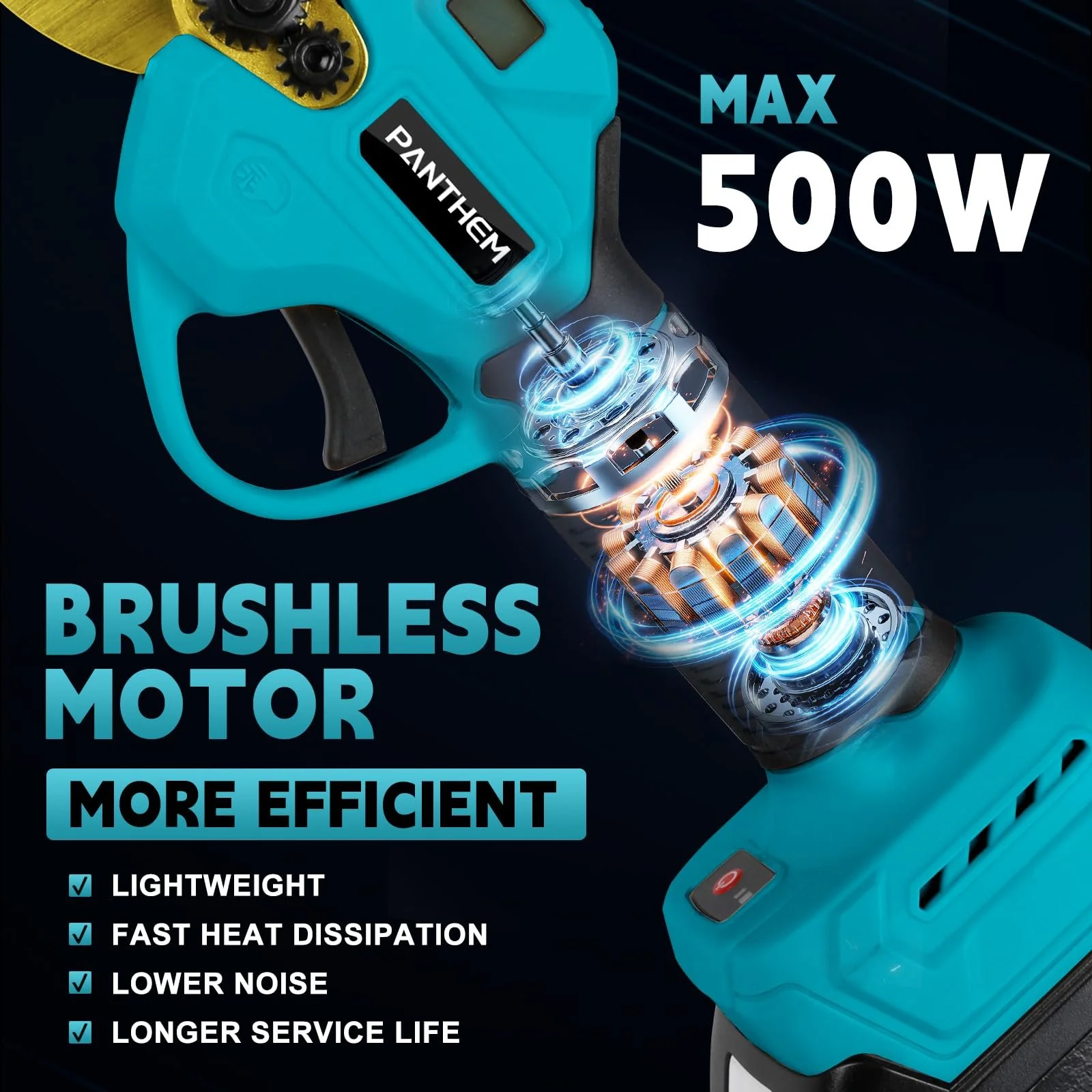 Акумуляторні гілкорізи з акумулятором і зарядним пристроєм 21 В 2000 мАг, професійні безщіткові електричні ножиці для обрізки з РК-дисплеєм, фото №7