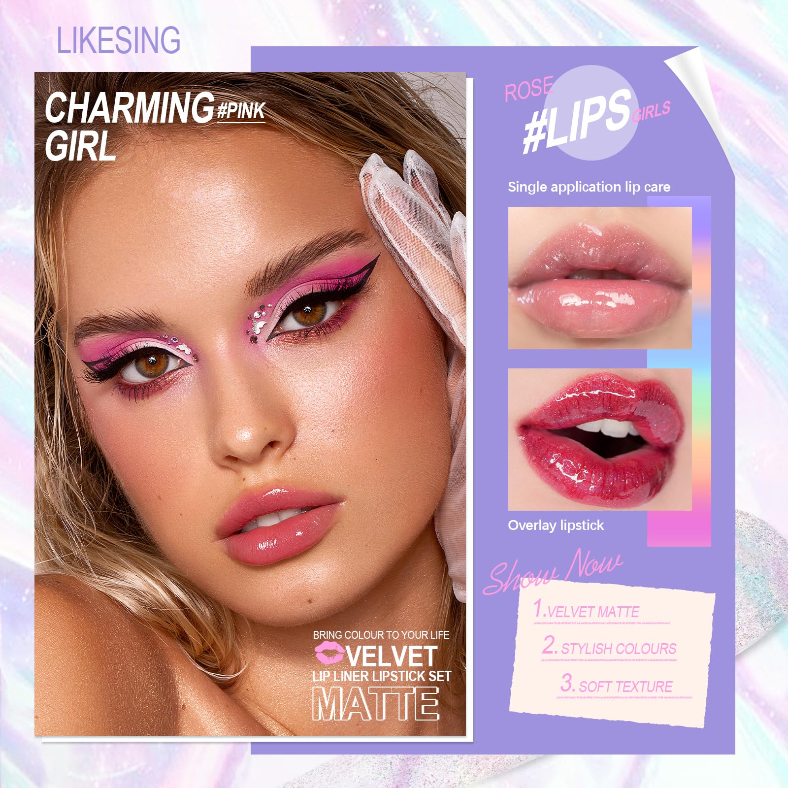 Набор Likesing из 2 блесков для губ Lip Oil Glitter 24 часа Красный, фото №2