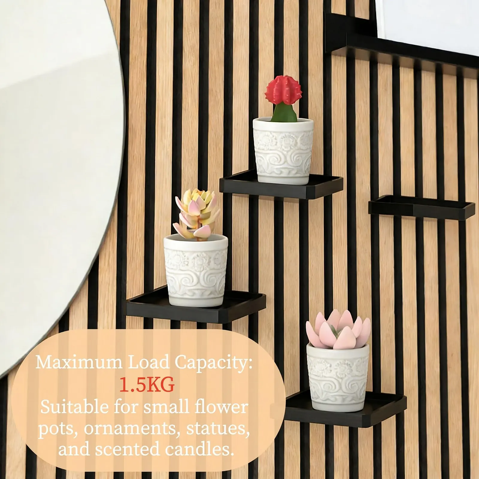 Тримачі для рослин на акустичні панелі Pack of 2 Квадратні Чорні, фото №4