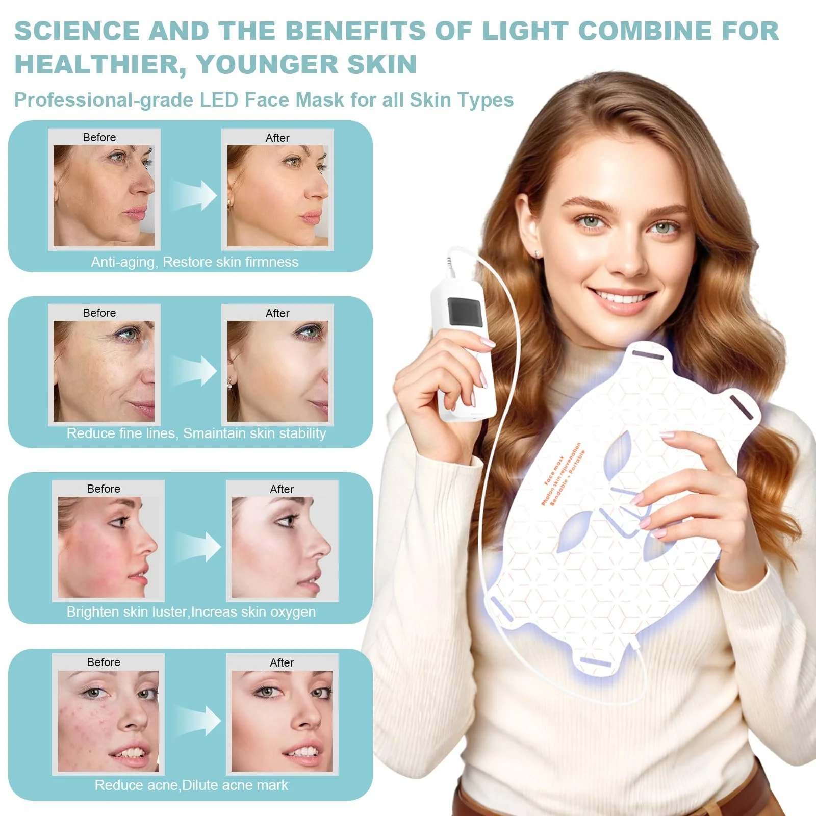 LED Маска для лица Светотерапия Красный свет, LED Маска, фото №2