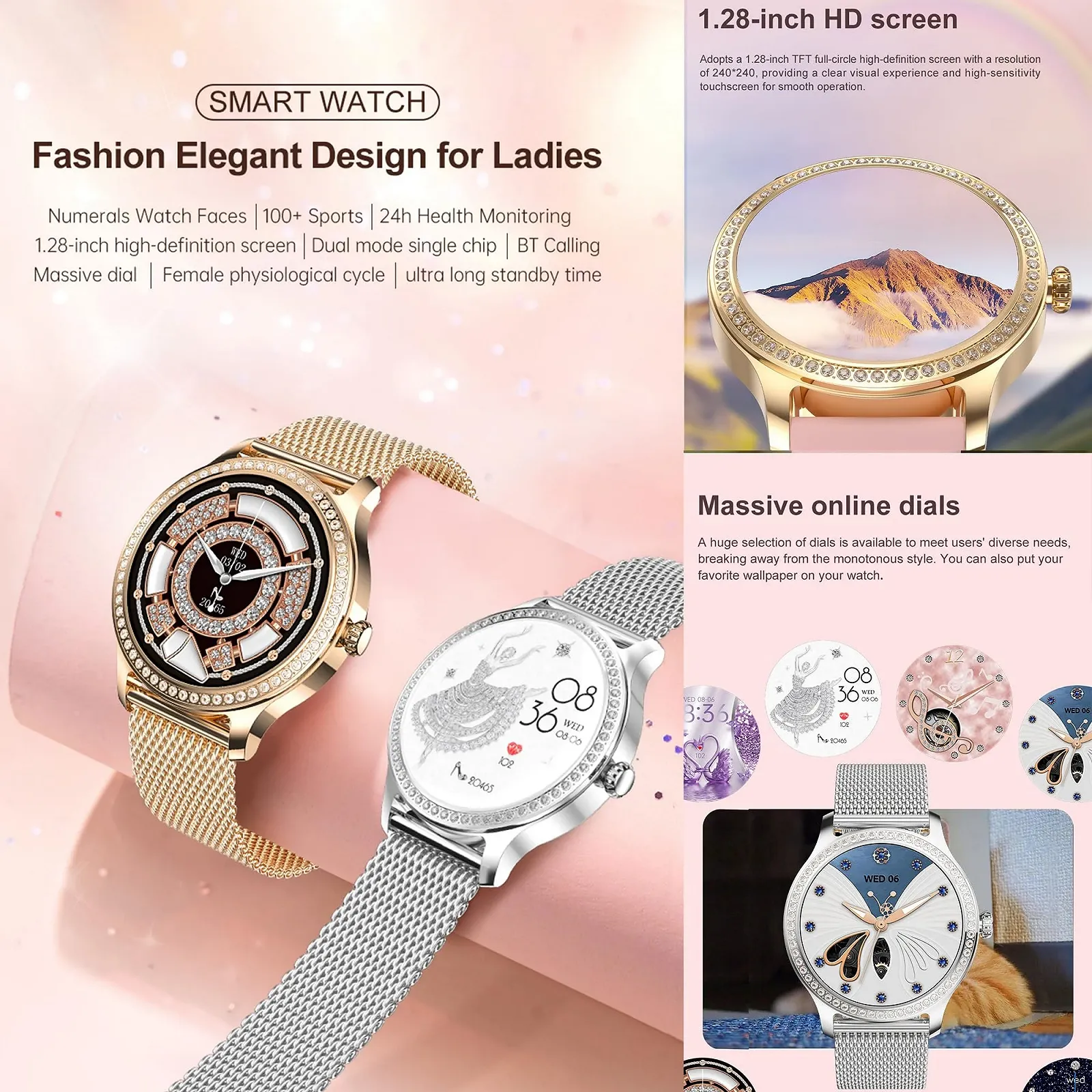 Женские Смартчасы с Функцией Телефона AMOLED 1.28 дюйма, фото №2