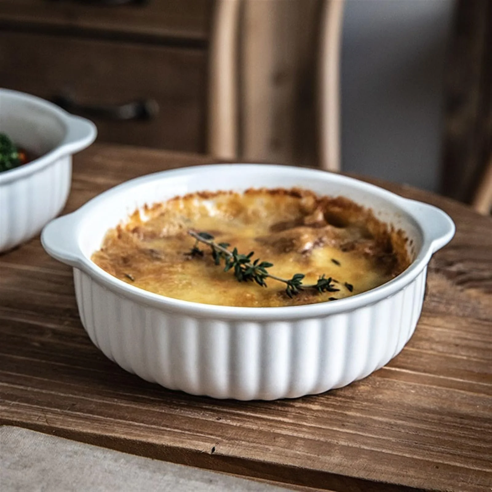 Форма для запекания керамическая Кастрюля-салатница винтажный стиль с ручками 500 мл, фото №5