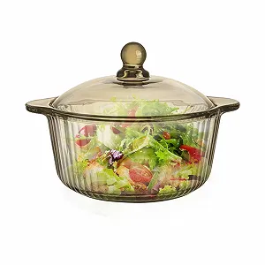 Форма для запекания круглая стеклянная с крышкой 17 x 17 x 12,5 см Бирюзовый - Фото 1