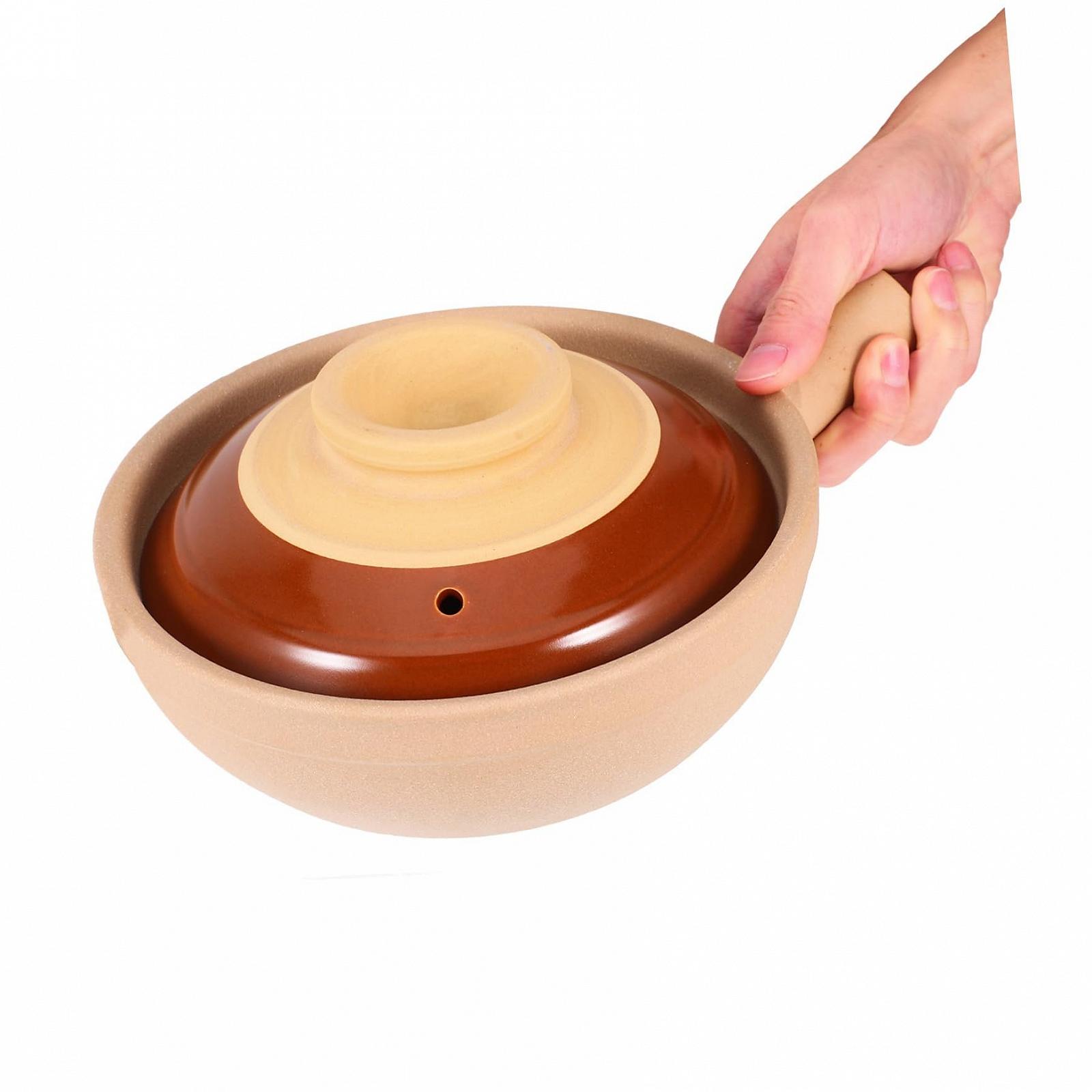 Керамічний Ківш IMIKEYA з кришкою та ручкою традиційний Глиняний для рису та супів, фото №8