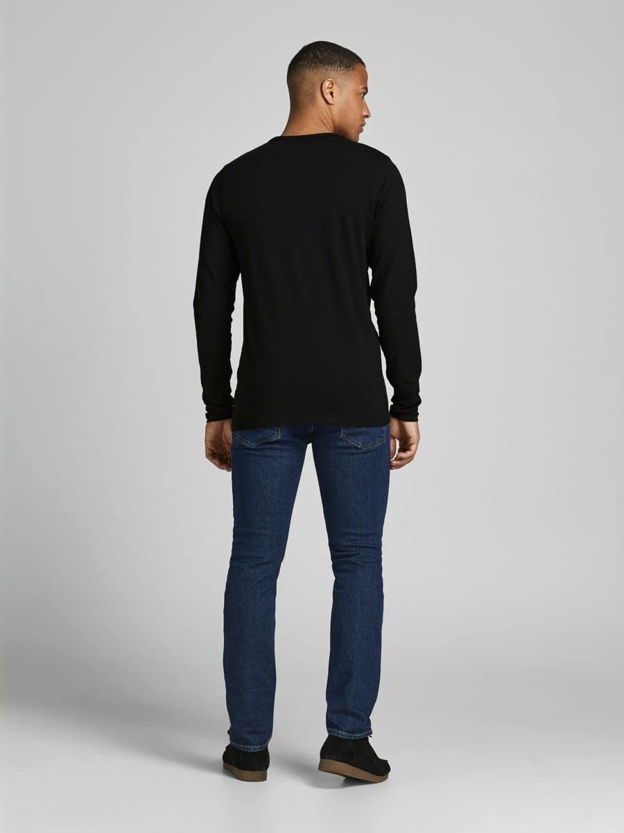 Чоловіча футболка з довгим рукавом Jack & Jones Basic, з круглим вирізом, біла, чорна, синя, сіра, набір з 4 штук, фото №6