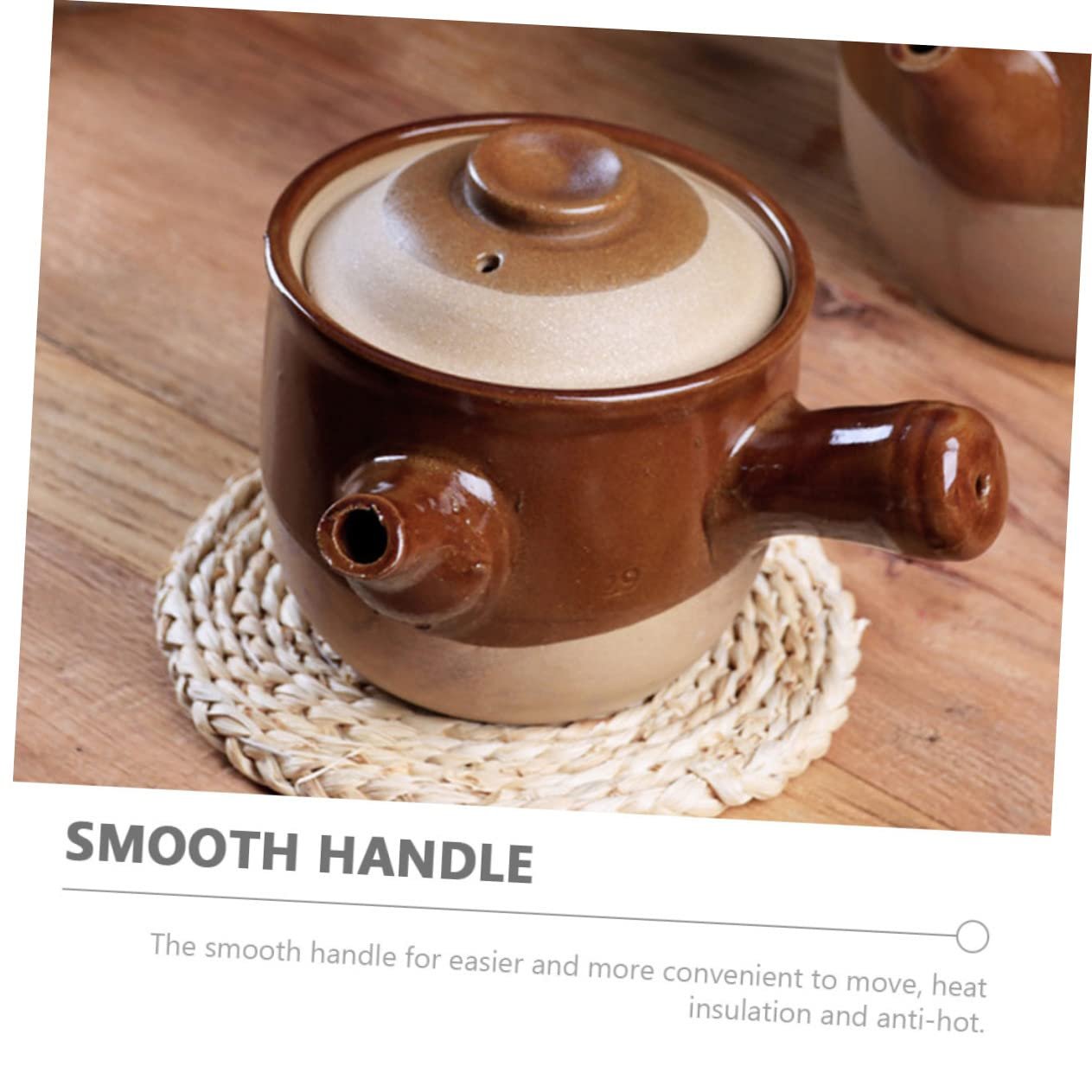 Кастрюля для приготовления средств китайской медицины жаропрочная с эргономичной ручкой глиняная, фото №3