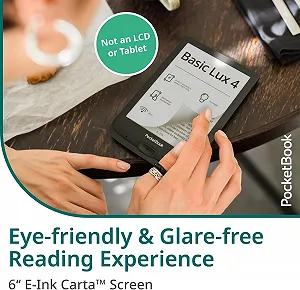 Електронна книга 6"  Basic Lux 4 / 8ГБ / Wi-Fi / SD слот / сенсорний E-Ink екран (758 × 1024) / Настроювана яскравість / Динаміки / Чорний (PB618-P-WW) synthetic.ua - Фото 1