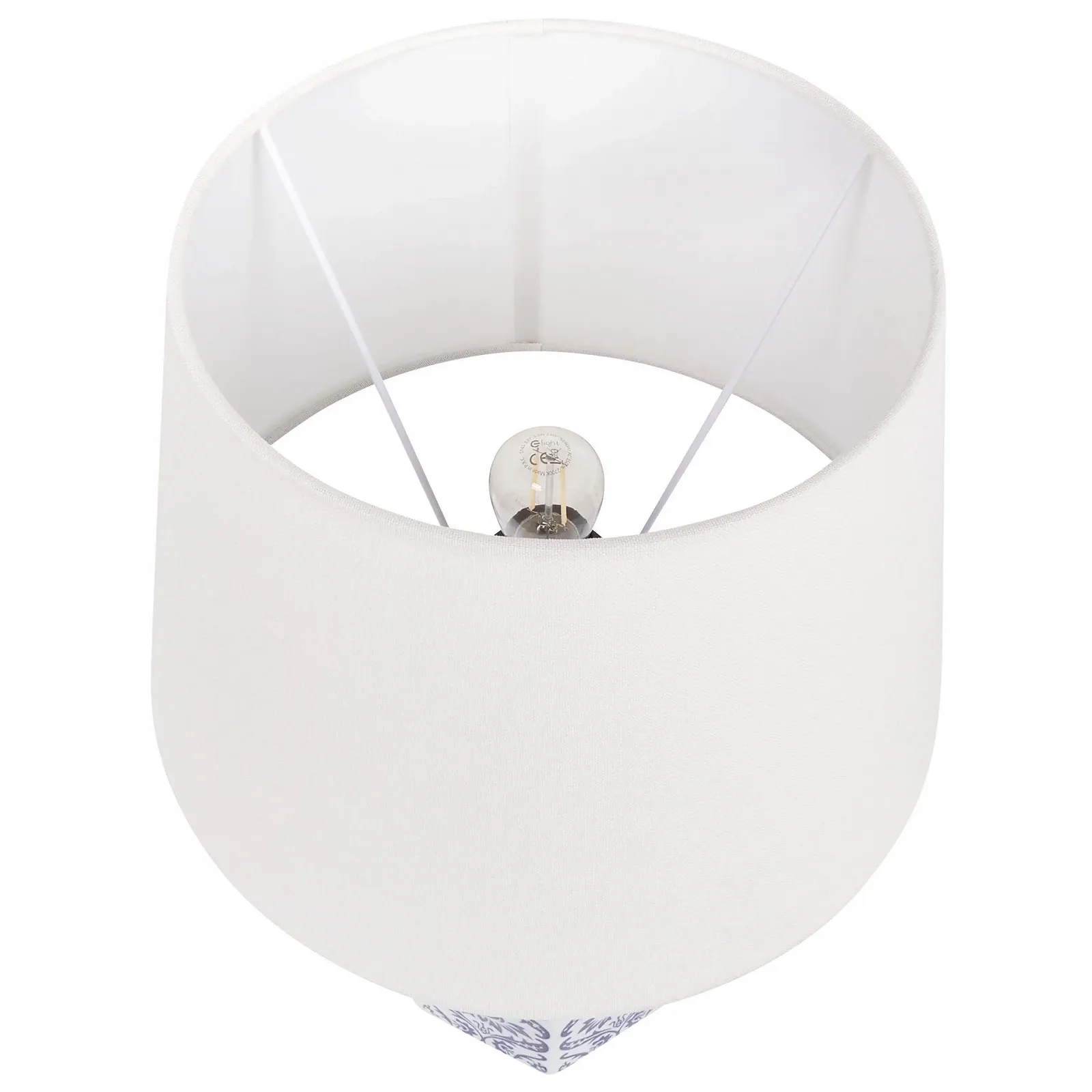 Настільна лампа Beliani Marcelin Порцеляна Форма вази Тканинний конус Blue/White, фото №4