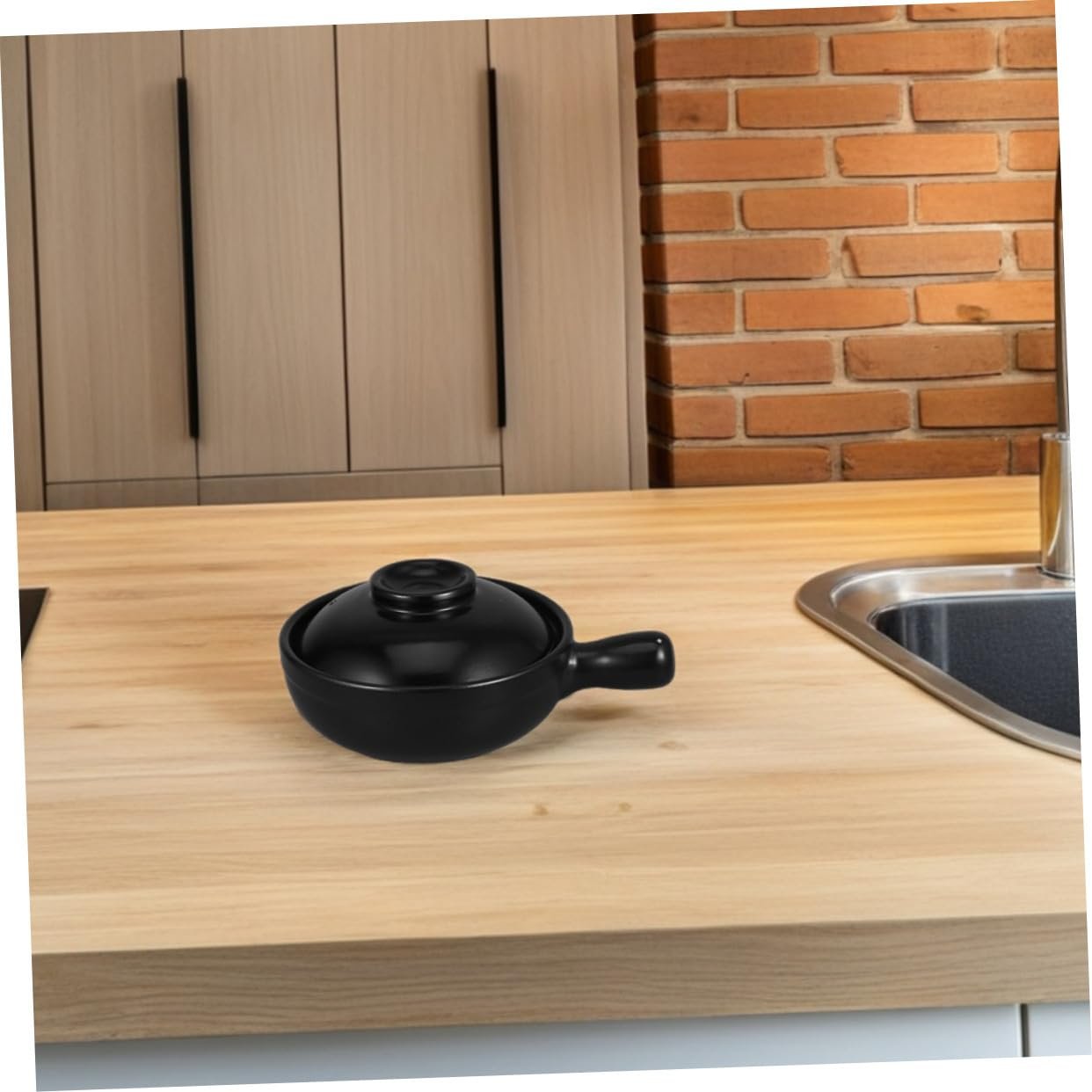 Керамическая кастрюля BESPORTBLE терракотовая с крышкой для супа и риса, фото №5