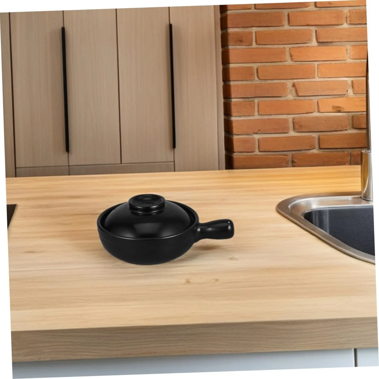 Керамическая кастрюля BESPORTBLE терракотовая с крышкой для супа и риса, фото №5