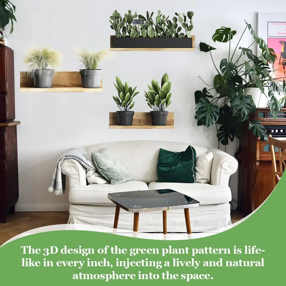 Наклейки на стіну Plants 4 шт. Самоклеючі Зелене листя Кактус, фото №4