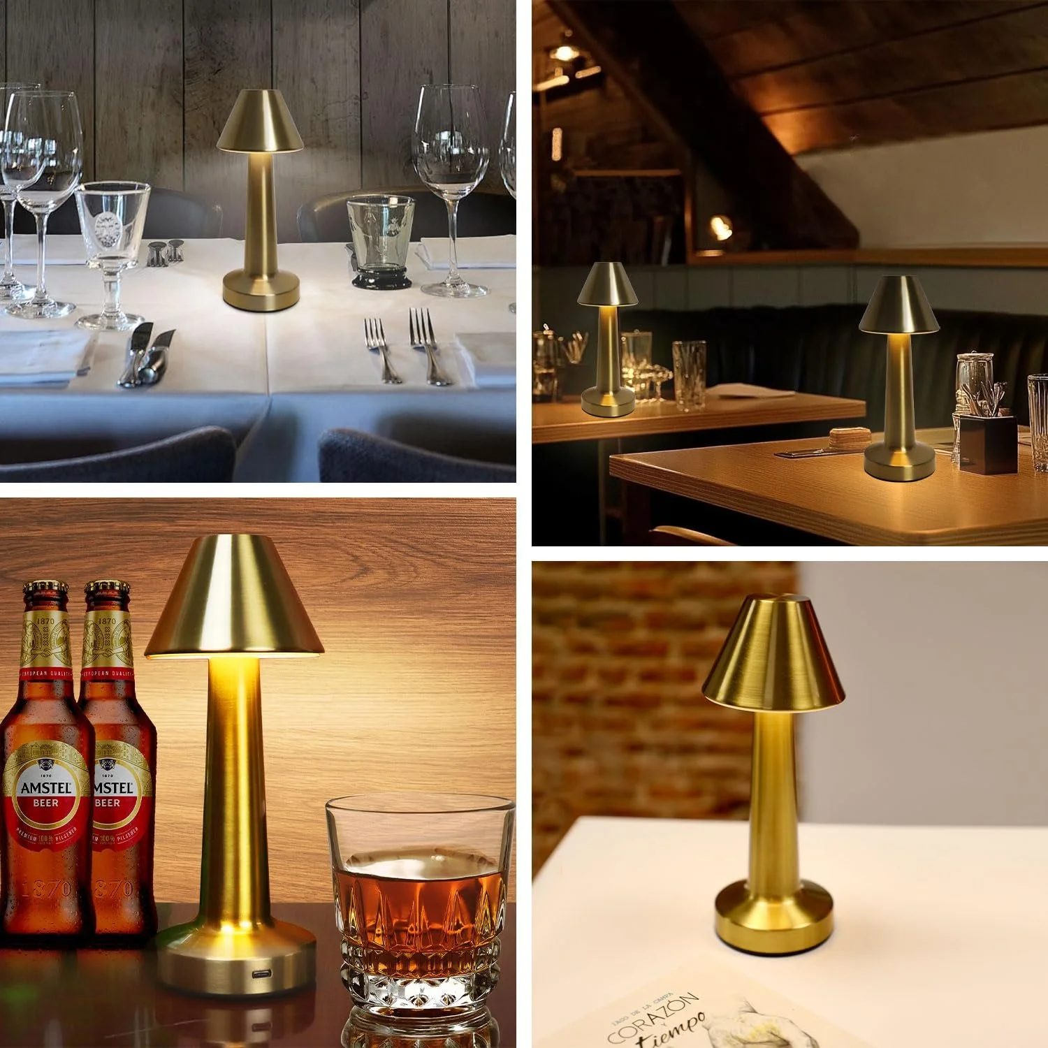 Настільна лампа EXTRASTAR Mushroom LED Сенсорна Акумуляторна Металік, фото №4