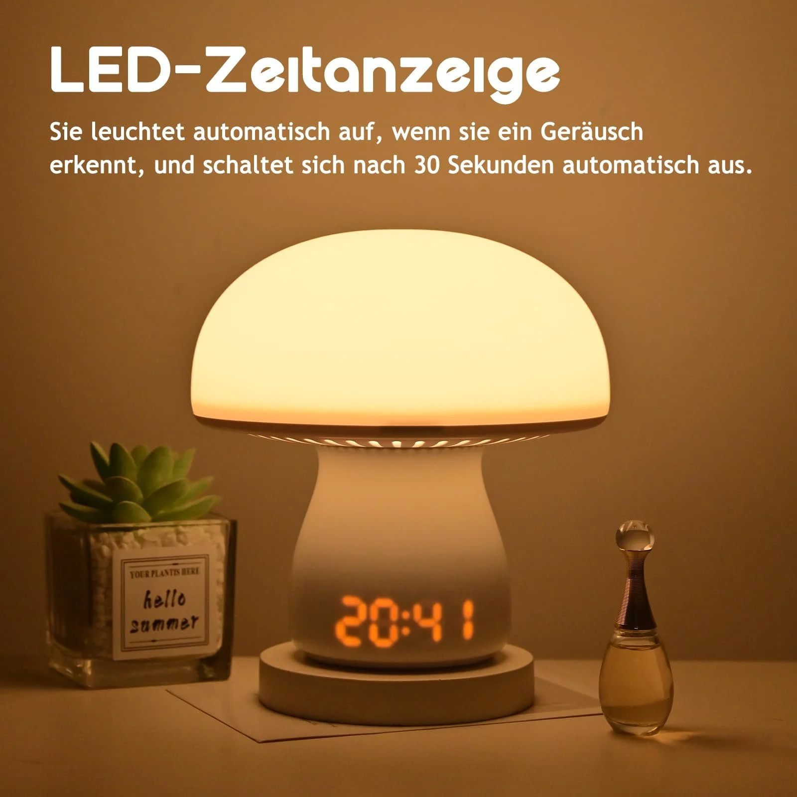 Настільна лампа Justup Mushroom світлодіодна акумуляторна 3600 мАг з годинником та таймером, фото №5