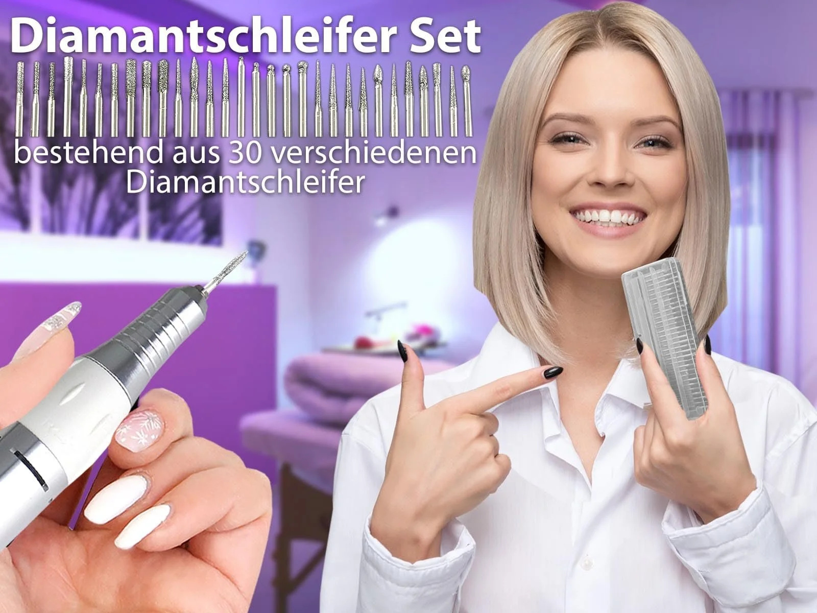 Професійний набір для манікюру та педикюру з алмазним шліфувальним набором, фото №6