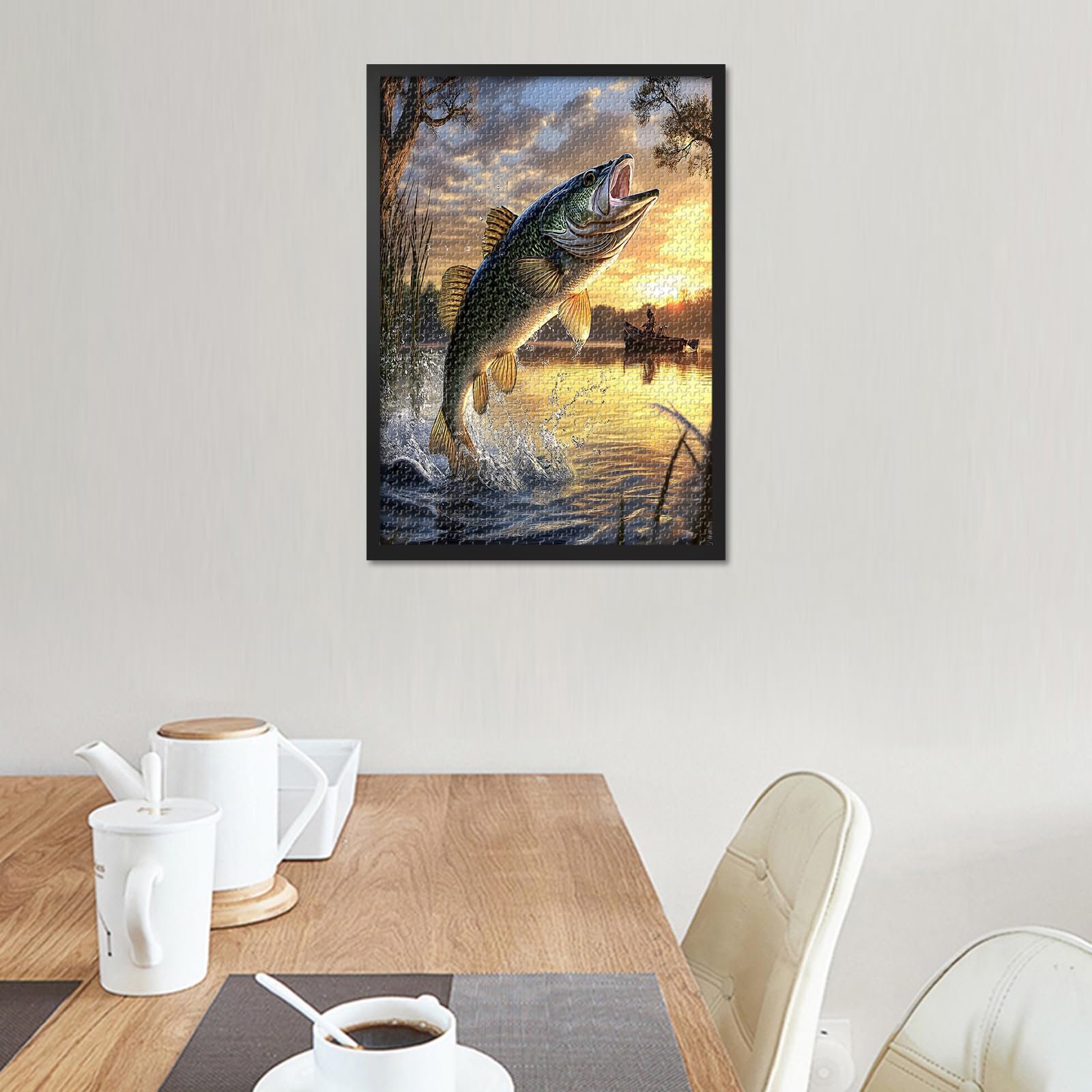 Пазл Риболовля з рибалкою та щукою на заході сонця 1000 елементів 70 х 50 см, фото №4