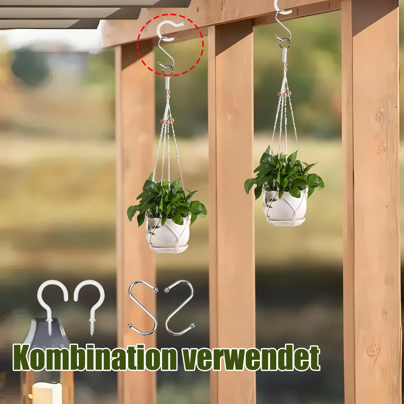 Підвісний кошик макраме набір з 2 шт. бавовна 80 см, фото №4 Підвісний кошик макраме набір з 2 шт. бавовна 80 см, фото №4